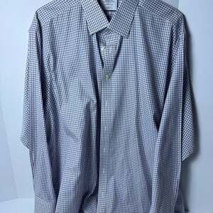 Charles Tyrwhitt Classic Fit Non-Iron Dress Shirt, Blue/White Check, Size 17/37